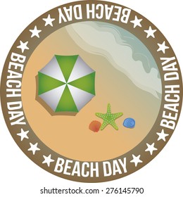 Isolated round label with text for summer vacations. Vector illustration