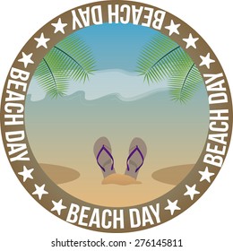 Isolated round label with text for summer vacations. Vector illustration