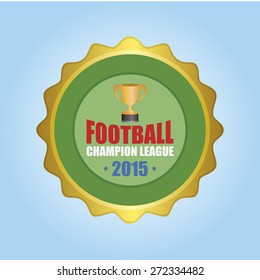 Isolated round label with a trophy and text. Vector illustration