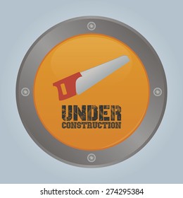 Isolated round label with an under construction icon. Vector illustration