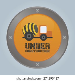 Isolated round label with an under construction icon. Vector illustration