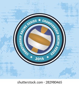 Isolated round label with a volleyball ball. Vector illustration