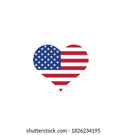 Isolated round shape American flag vector logo.
