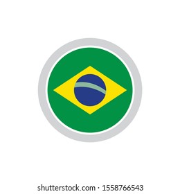 Isolated round shape Brazil flag vector logo. Brazilian national symbol on the white background.