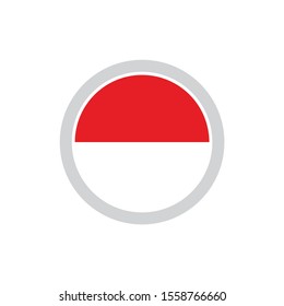 Isolated round shape Indonesia flag vector logo. Indonesian national symbol on the white background.