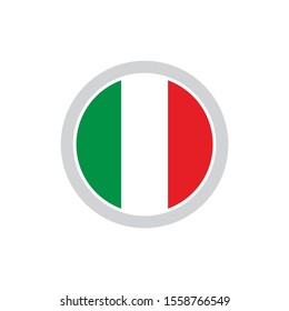 Isolated round shape Italy flag vector logo. Italian national symbol on the white background.