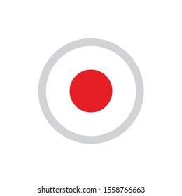 Isolated round shape Japan flag vector logo. Japanese national symbol on the white background.