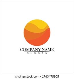 Isolated round shape logo. Blue color logotype. Flowing water image. Sea, ocean, river surface