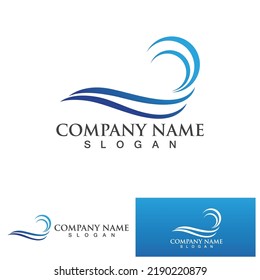 Isolated round shape logo. Blue color logotype. Flowing water image. Sea, ocean, river surface.