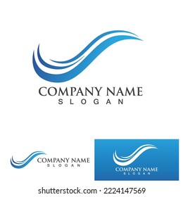 Das Logo in runder Form einzeln. Blauer Farblogotyp. Wasserbild fließen. Meer, Ozean, Flussoberfläche.