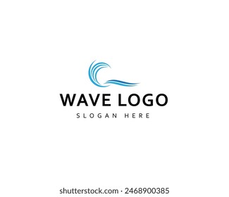 Isolated round shape logo. Blue color logotype. Flowing water image. Sea, ocean, river surface.