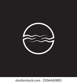 Isolated round shape logo. Blue color logotype. Flowing water image. Sea  ocean  river surface.