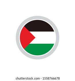 Isolated round shape Palestine flag vector logo. Palestine national symbol on the white background.