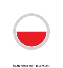 Isolated round shape Poland flag vector logo. Poland national symbol on the white background.