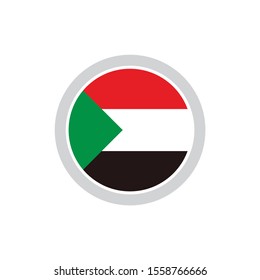 Isolated round shape Sudan flag vector logo. Sudan national symbol on the white background.