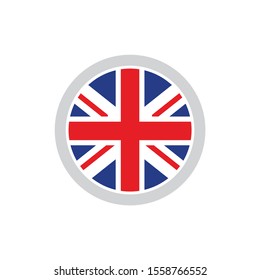 Isolated round shape United Kingdom flag vector logo. UK national symbol on the white background.