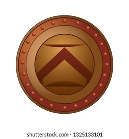 Isolated round shield on white background. Vector illustration of a shield 
