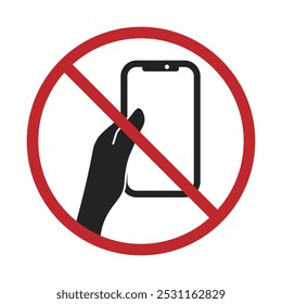 Señal redonda aislada de no usar el teléfono celular, el teléfono celular está prohibido, no se permite el teléfono