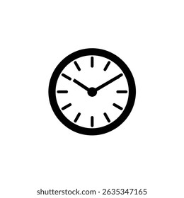 Isolated round wall clock presents time with hour and minute hands on a transparent backdrop. Icon features minimalistic, black silhouette design. - Powered by Shutterstock - Get 15% off with code: PIKWIZARD15