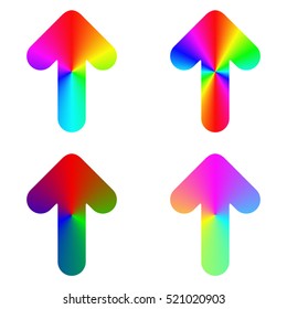 Isolated rounded gradient rainbow arrow icon design set
