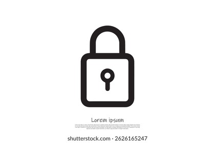 Isolated rounded padlock with keyhole outline icon security element. Clean design on a transparent layer perfect for overlays.