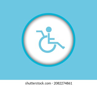 Isolated round-shaped wheelchair icon in blue