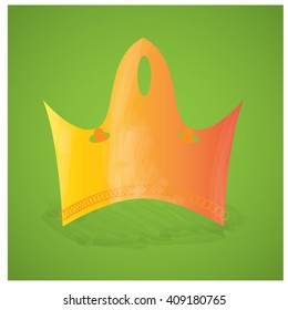 Isolated royal crown on a green background