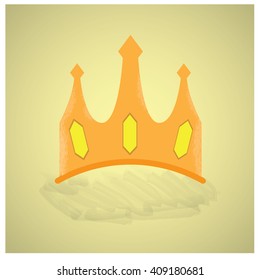 Isolated royal crown on a light yellow background