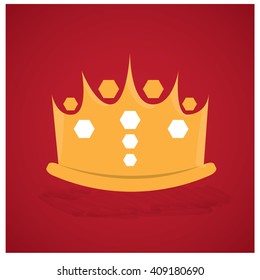 Isolated royal crown on a red background