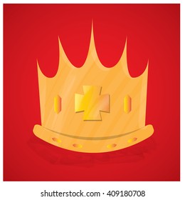 Isolated royal crown on a red background
