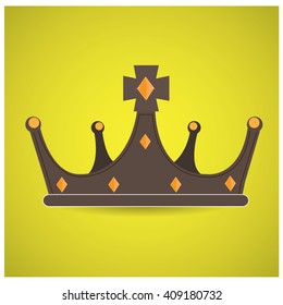 Isolated royal crown on a yellow background