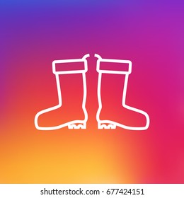 Isolated Rubber Boots Outline Symbol On Clean Background. Vector Waterproof Shoes Element In Trendy Style.