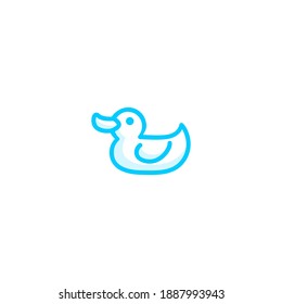 Isolated rubber duck icon vector outline blue color.