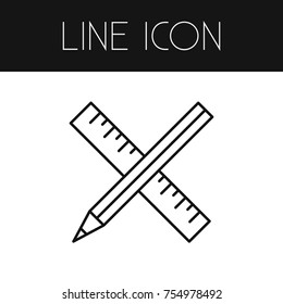 Isolated Ruler Outline. Pencil Vector Element Can Be Used For Drawing, Ruler, Pencil Design Concept.