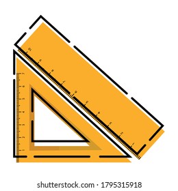Icono de regla aislada y regla cuadrada. Icono de suministros escolares - Vector