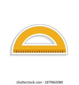 Herramienta de regla aislada de vuelta a la pegatina escolar- Vector