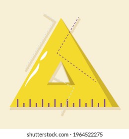Isolated ruler yellow school tools icons - Vector