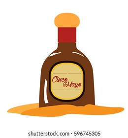 Isolated rum bottle, Cinco de mayo vector illustration