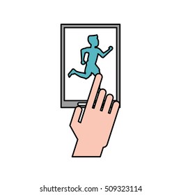 Isolated runner man and smartphone design