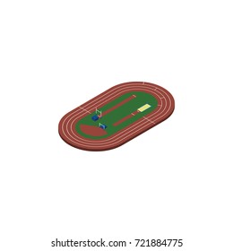 Isolated Running Field Isometric. Run Stadium Vector Element Can Be Used For Running, Field, Run Design Concept.