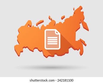 Isolated Russia map long shadow icon with a document