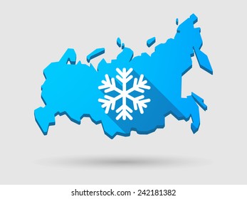 Isolated Russia map long shadow icon with a snow flake