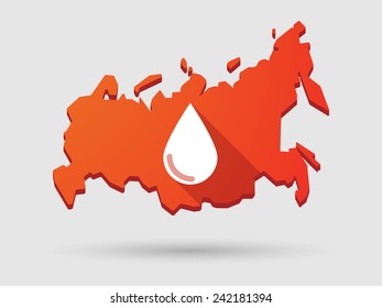 Isolated Russia map long shadow icon with a blood drop