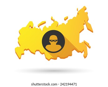 Isolated Russia map long shadow icon with a thief