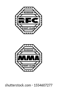 Isolated russian fight club logo design in the octagonal shape