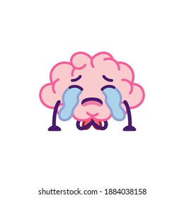 Isolated sad brain cartoon crying - Vector illustration