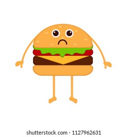 Isolated sad burger emote