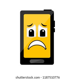 Isolated sad cellphone emote
