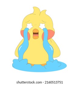 Personaje de caricatura triste aislado de polluelos ilustraciones vectoriales
