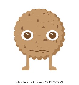 Isolated sad cookie cartoon character. Vector illustration design